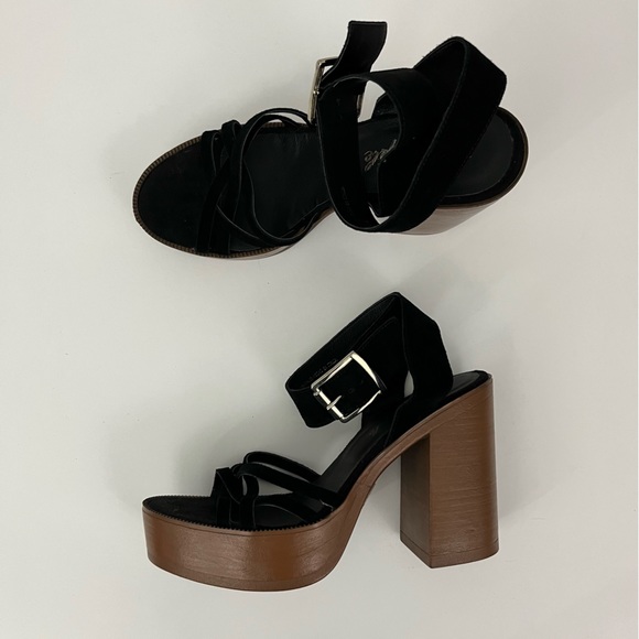 Free People Laney Suede Platform Block Heel Sandals - Picture 3 of 11